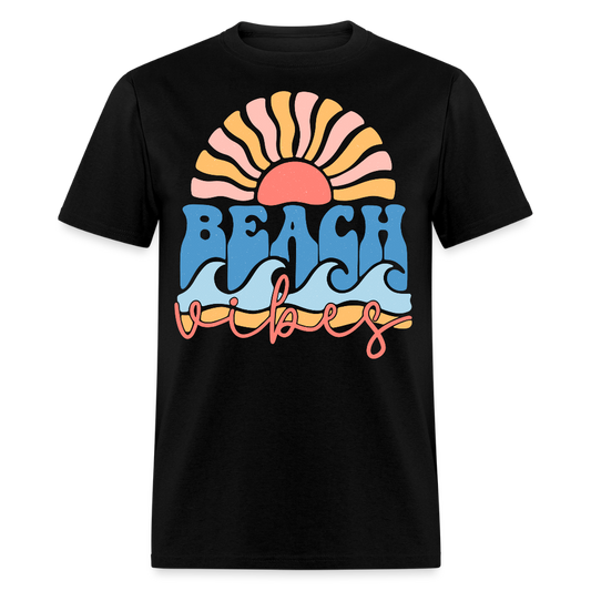 Retro Beach Vibes Sun And Wave T-shirt - black
