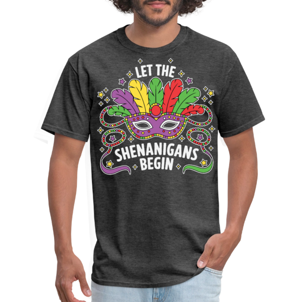 Funny Let the Shenanigans Begin Mardi Gras Party T-shirt - heather black