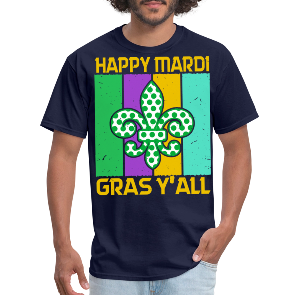 New Orleans Festival Tee Southern-style Mardi Gras Y’all T-shirt - navy