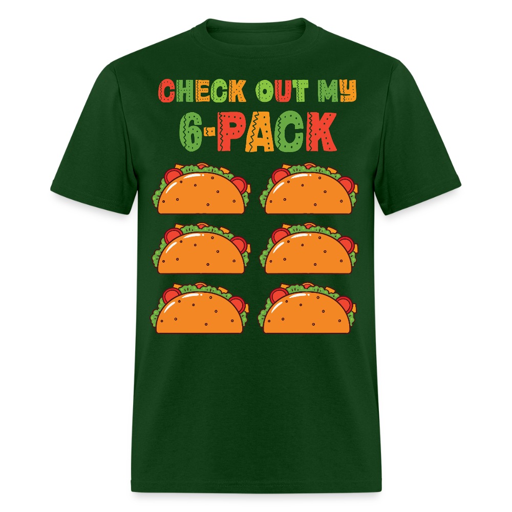 Taco Tuesday Lover Graphic Tee Check Out My 6-pack Taco T-shirt - forest green