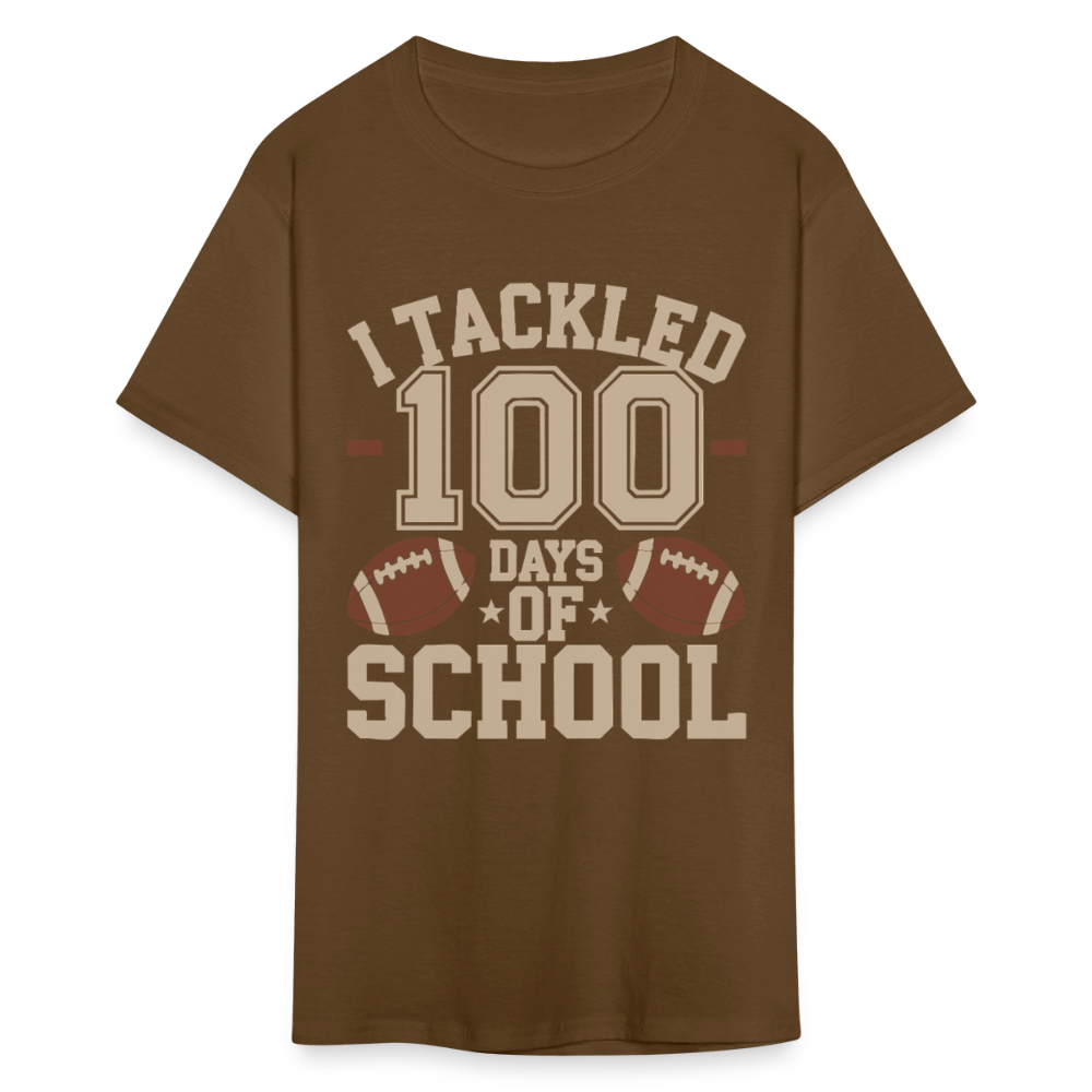 100 Days Of School Tee For Teachers Funny Football Themed School T-shirt - brown