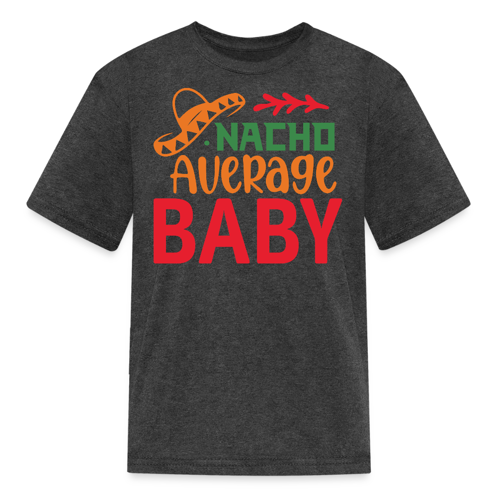 Mexican-inspired Graphic Tee For Kids Nacho Average Boy T-shirt - heather black