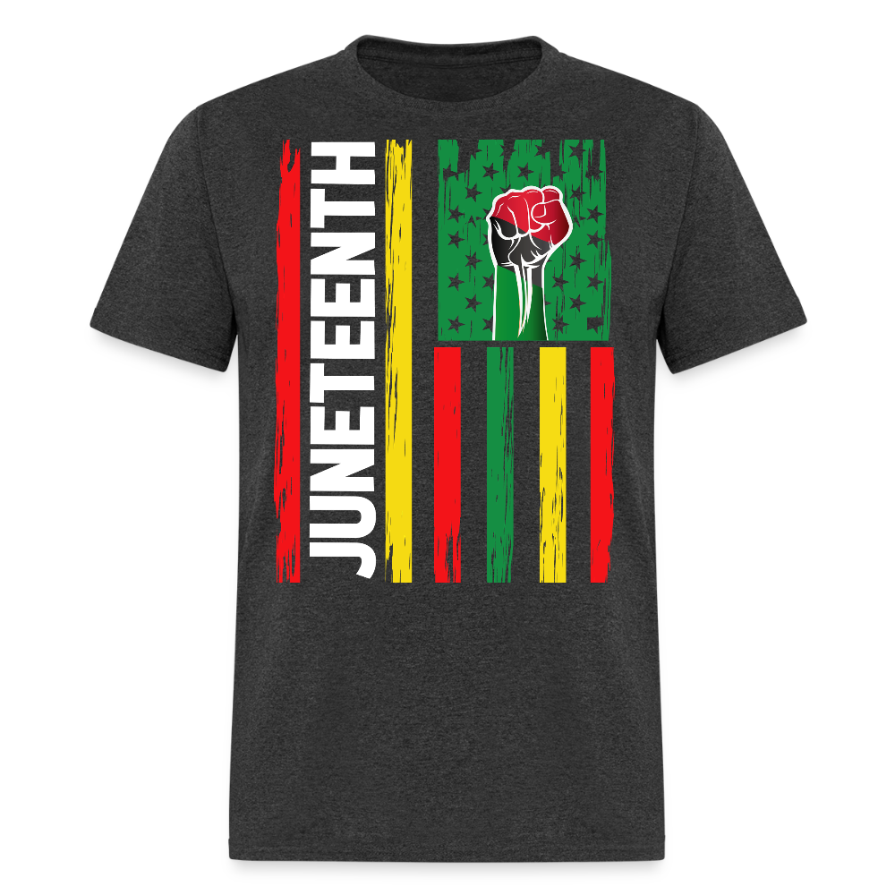 Black Power Raised Fist Juneteenth T-shirt - heather black