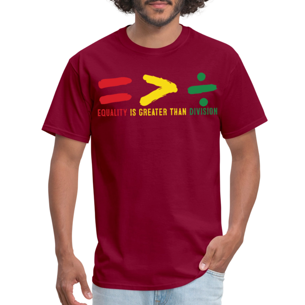 Black History Month Tee Equality Over Division T-Shirt - burgundy