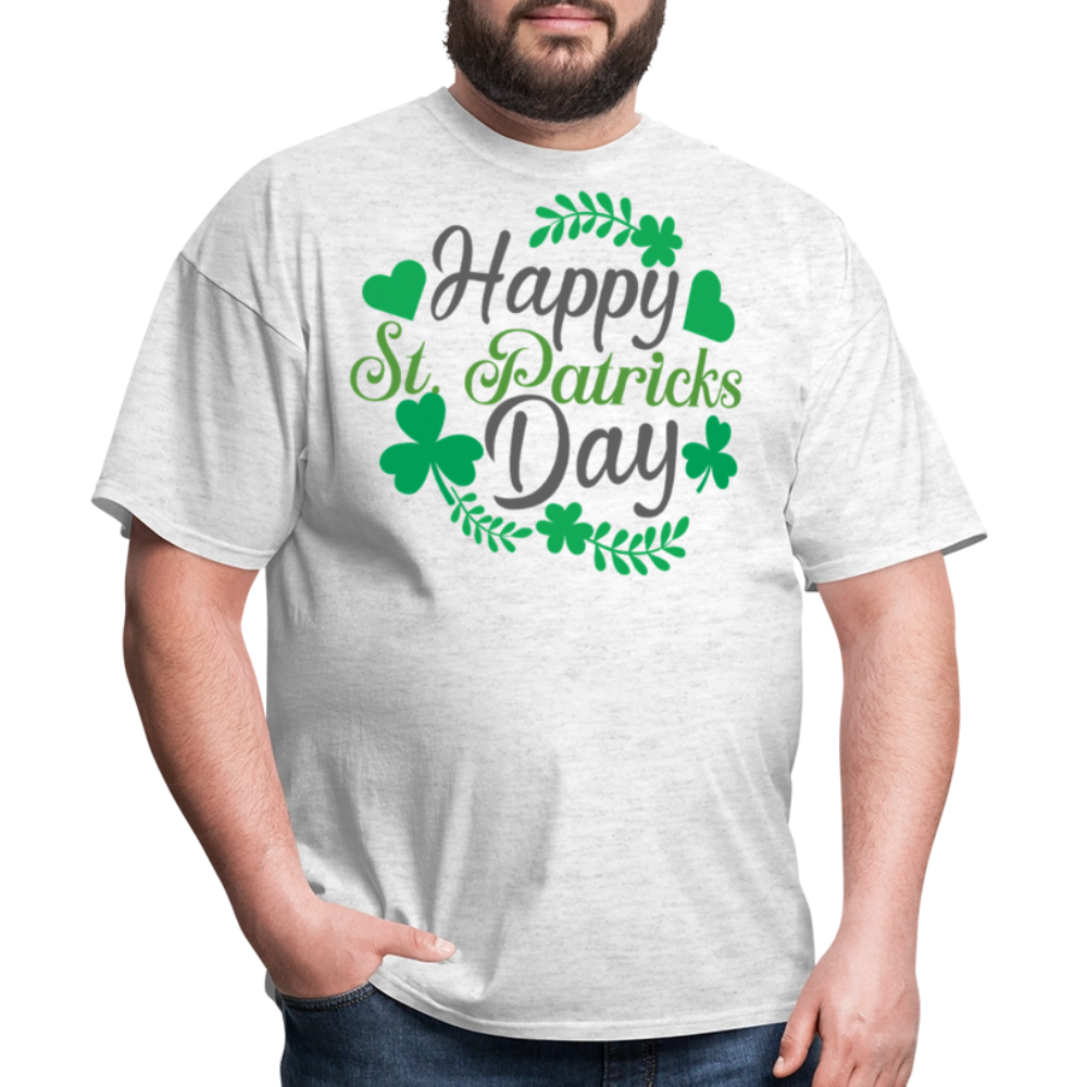 Funny Irish Shamrock Graphic Tee Green St Patrick’s Day T-shirt - light heather gray