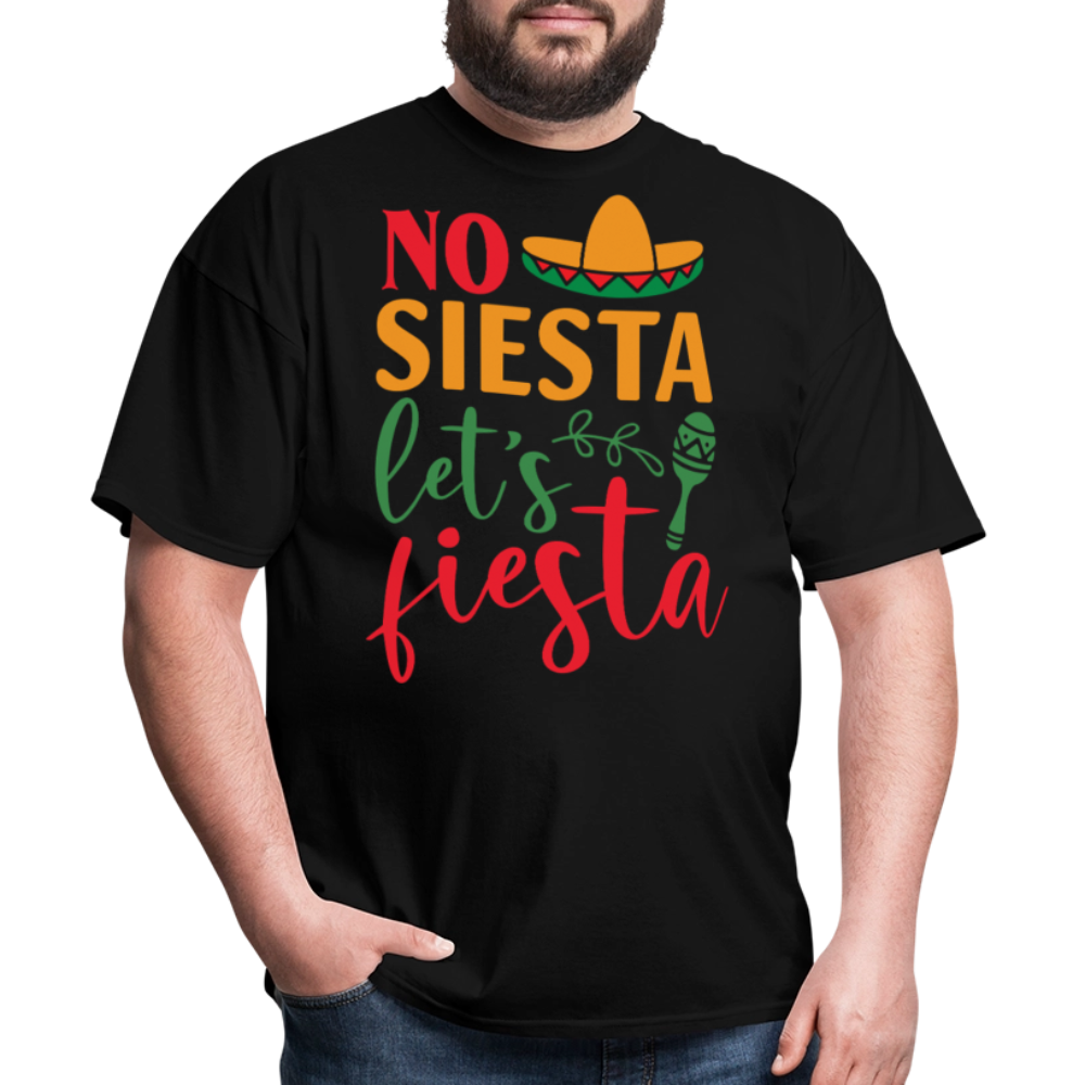 Funny Cinco de Mayo Party Tee No Siesta Let's Fiesta T-shirt - black