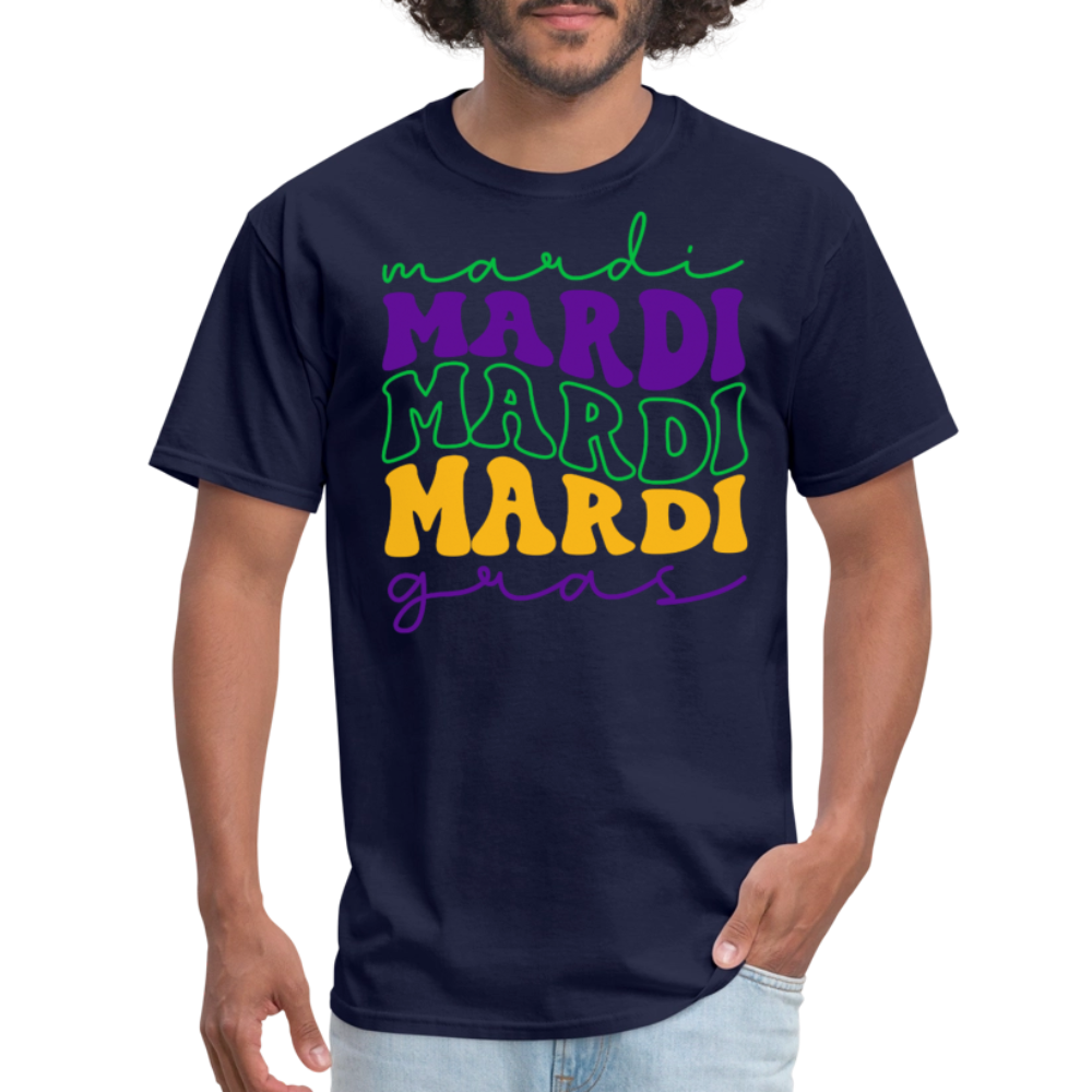 Funny and Stylish Mardi Gras Lettering Unisex T-shirt - navy