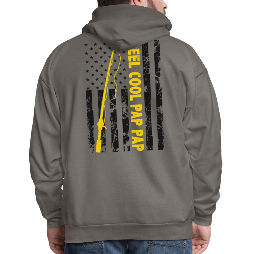 Reel Cool Pap Pap American Flag Fishing Hoodie - asphalt gray