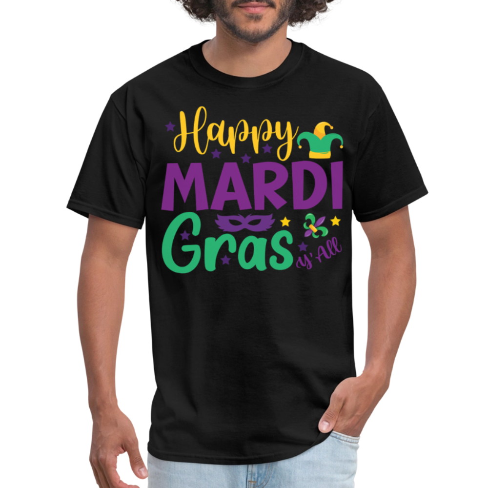 Cute Mardi Gras Shirt Happy Mardi Gras Y'all Classic T-shirt - black