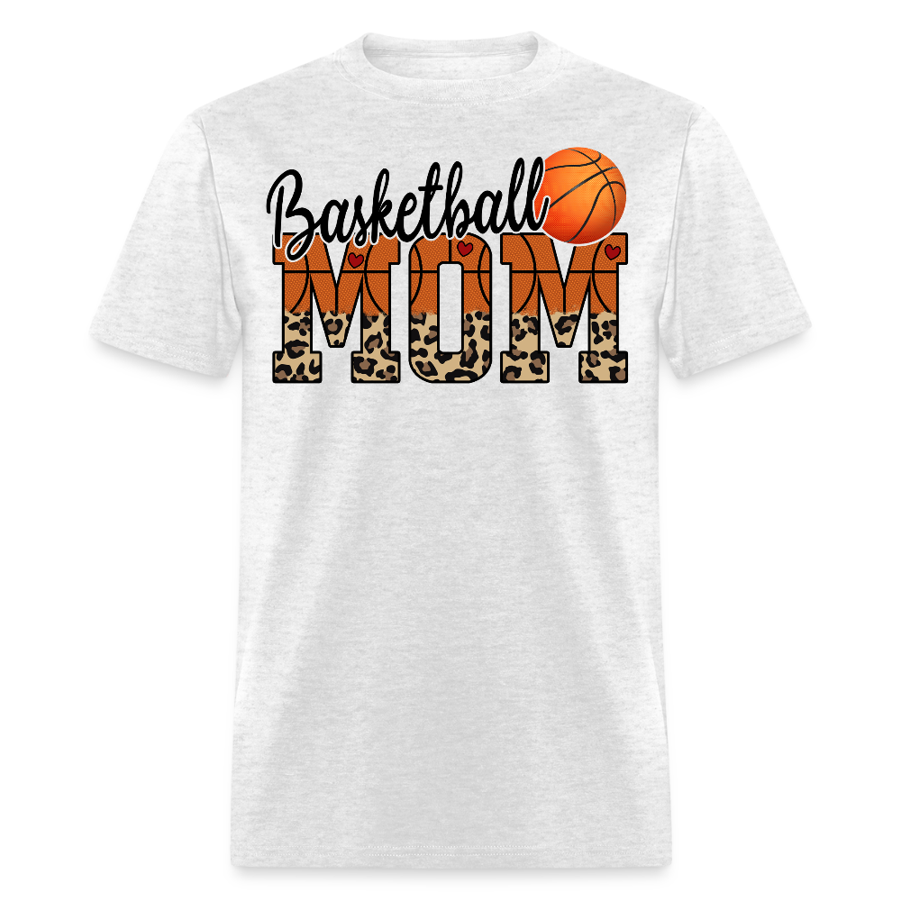 Cute Basketball Mom Leopard Print T-shirt - light heather gray