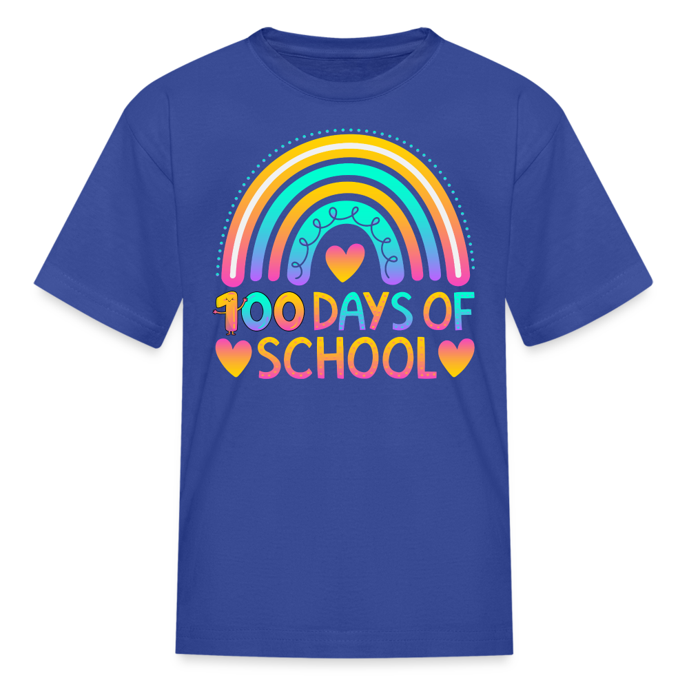 Rainbow 100 Days of School Kids' T-Shirt - royal blue