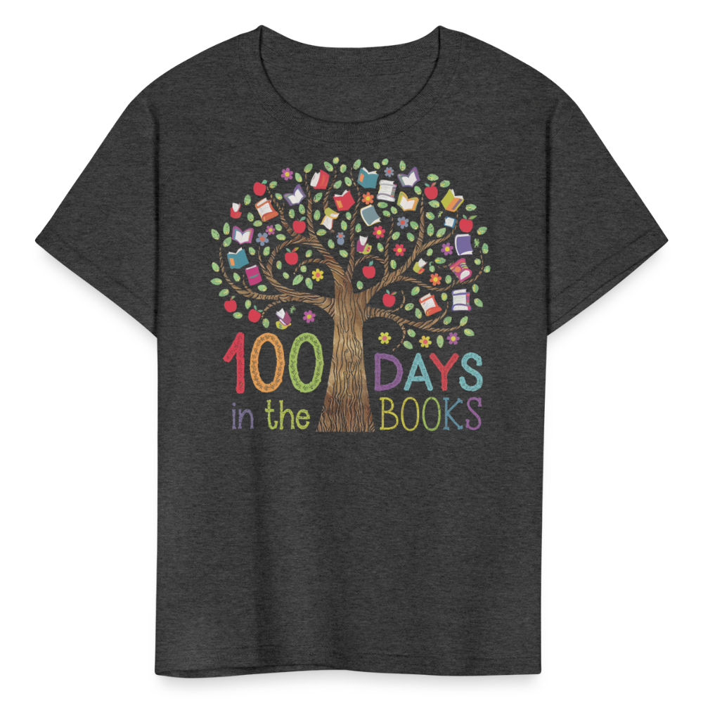 Celebratory 100 Days in the Books T-Shirt for Kids - heather black