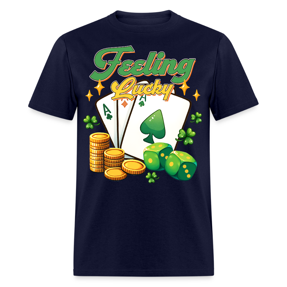 Feeling Lucky Poker Design Gamblers T-shirt - navy