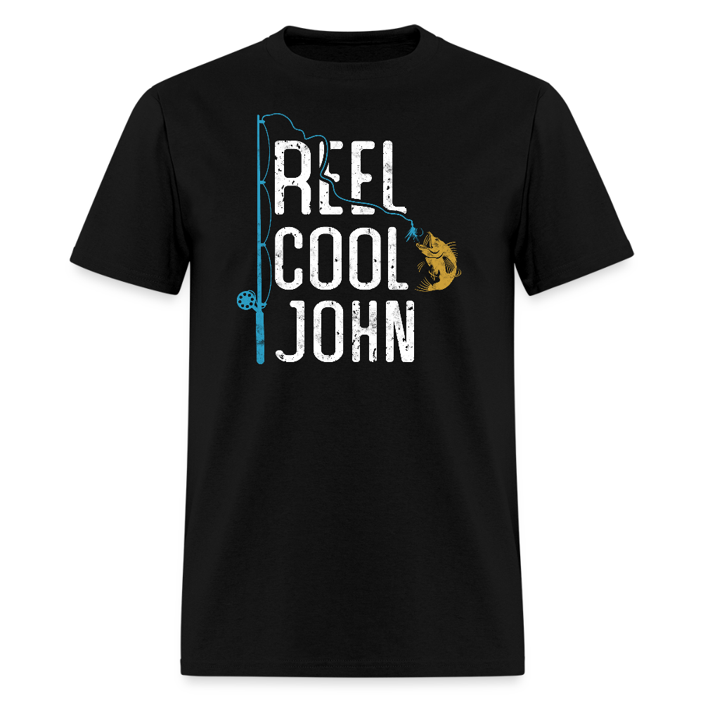 Reel Cool John Personalized Fishing Gift T-shirt - black