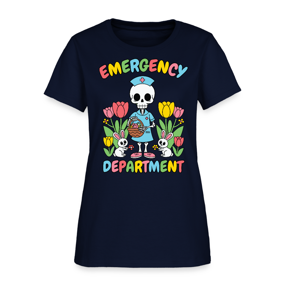 Emergency Department Nurse Skeleton Easter T-Shirt - navy
