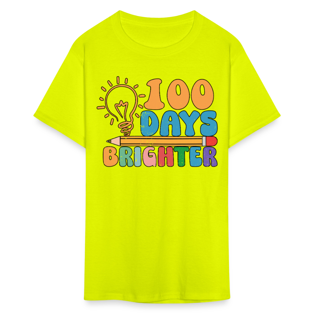 100 Days Brighter Shirt for Teachers Fun School Milestone T-Shirt - safety green