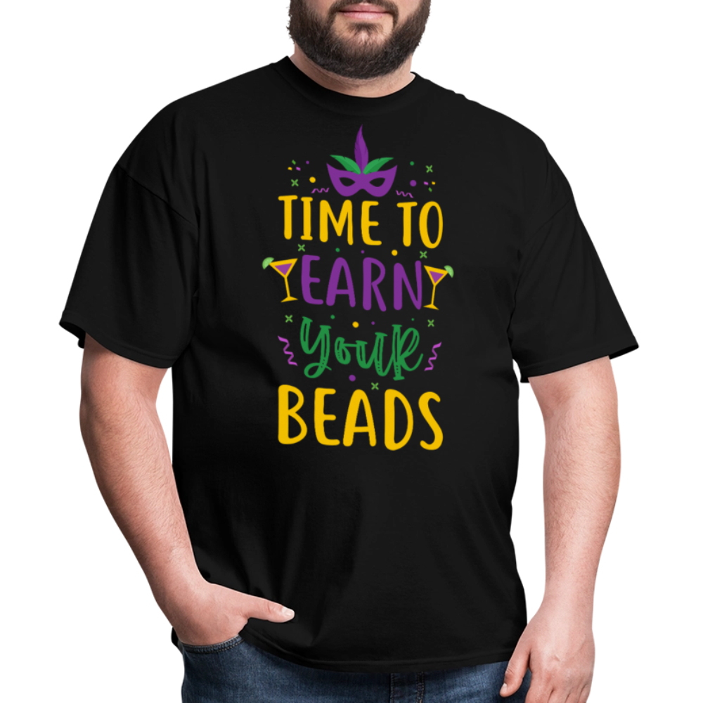 New Orleans Festival Shirt Time to Earn Your Beads Funny T-shirt - black