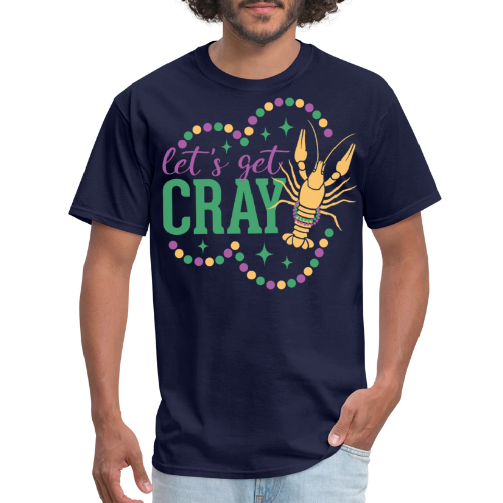 Let’s Get Gray Crawfish Graphic Tee Funny Mardi Gras T-shirt - navy