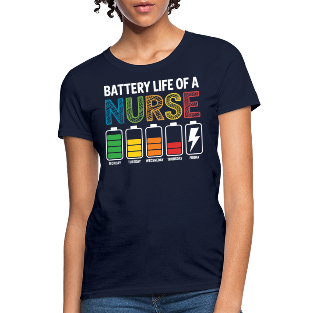 Battery Life Of A Nurse Gift For Healthcare Heroes T-Shirt - navy