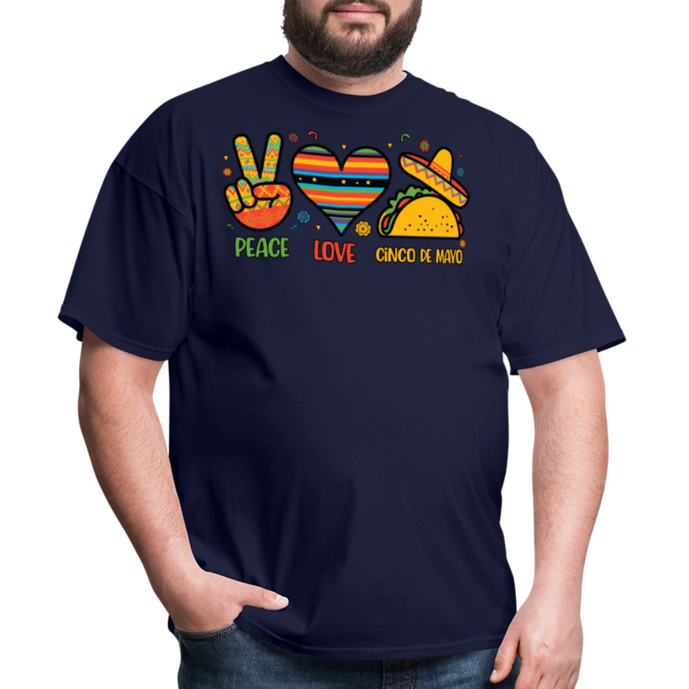 Peace Love Tacos Cinco de Mayo Graphic Unisex T-shirt - navy