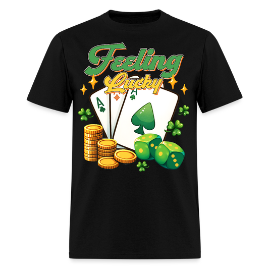 Feeling Lucky Poker Design Gamblers T-shirt - black