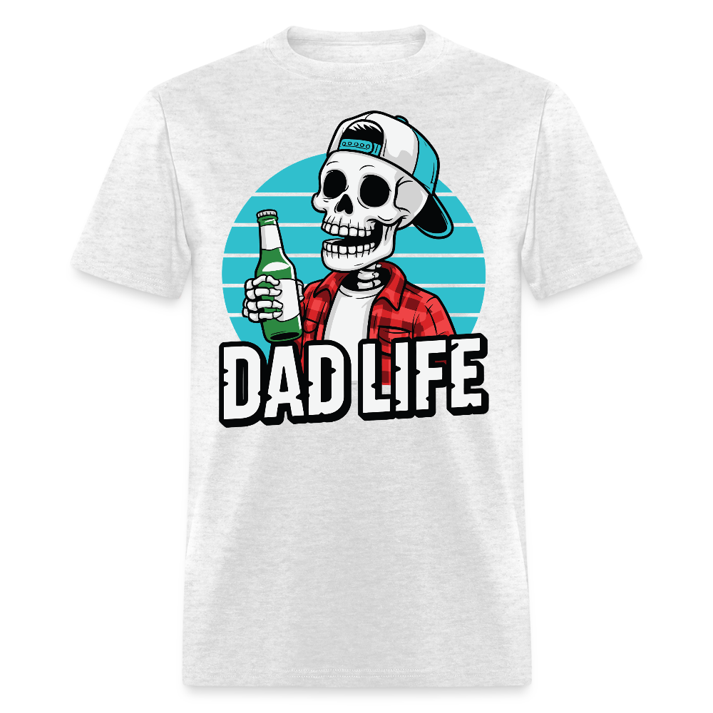 Funny Dad Skeleton Drinking Beer T-shirt - light heather gray