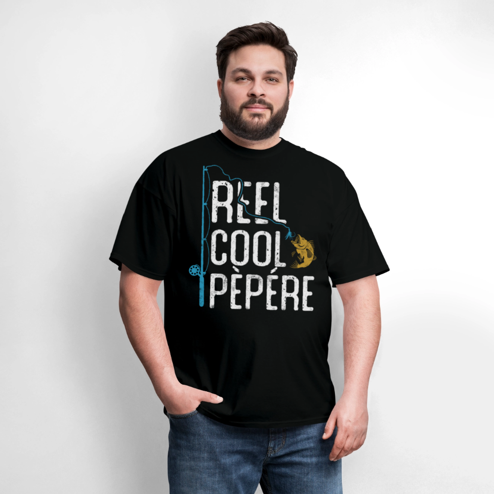 Reel Cool Pépère Funny Grandpa Fishing T-shirt - black