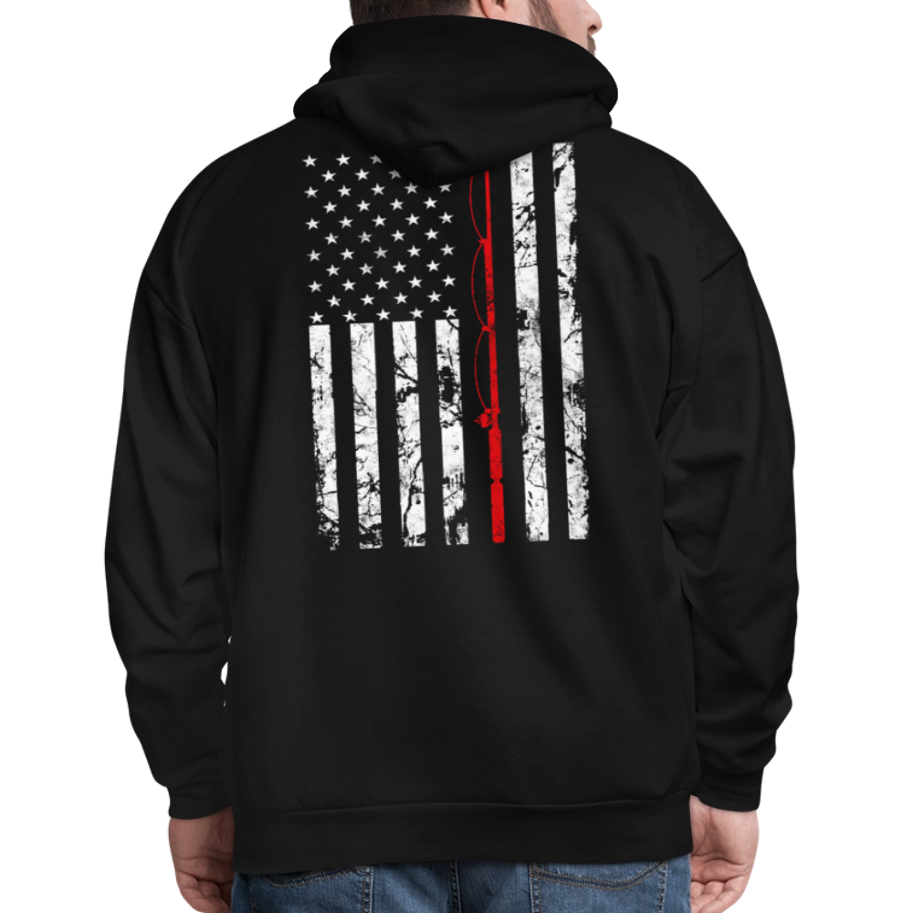 American Flag Patriotic Fishing Gear For Men Hoodie - black