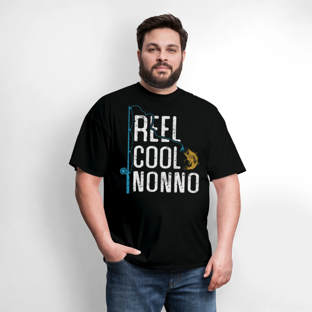 Reel Cool Nonno Italian Grandpa Fishing T-shirt - black