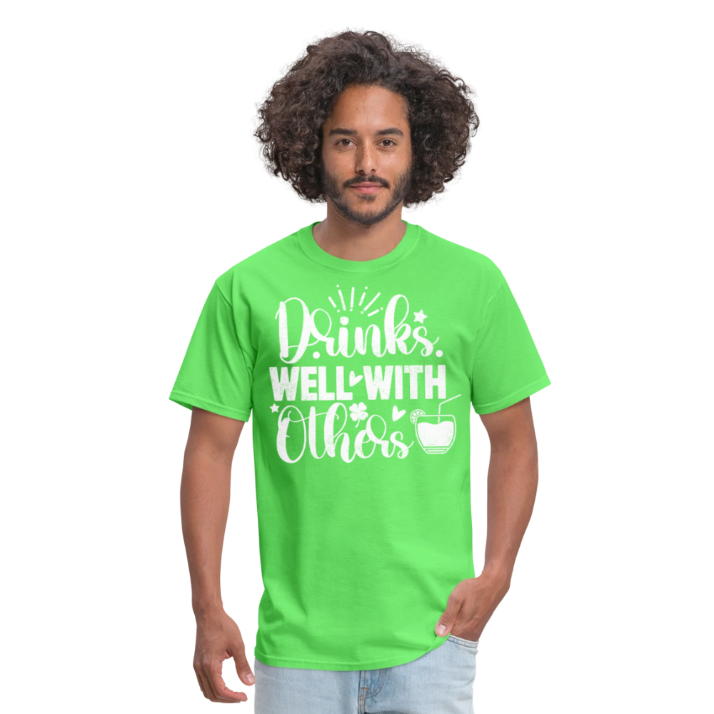 Drinks Well with Others Funny Beer T-Shirt for Party Lovers - kiwi