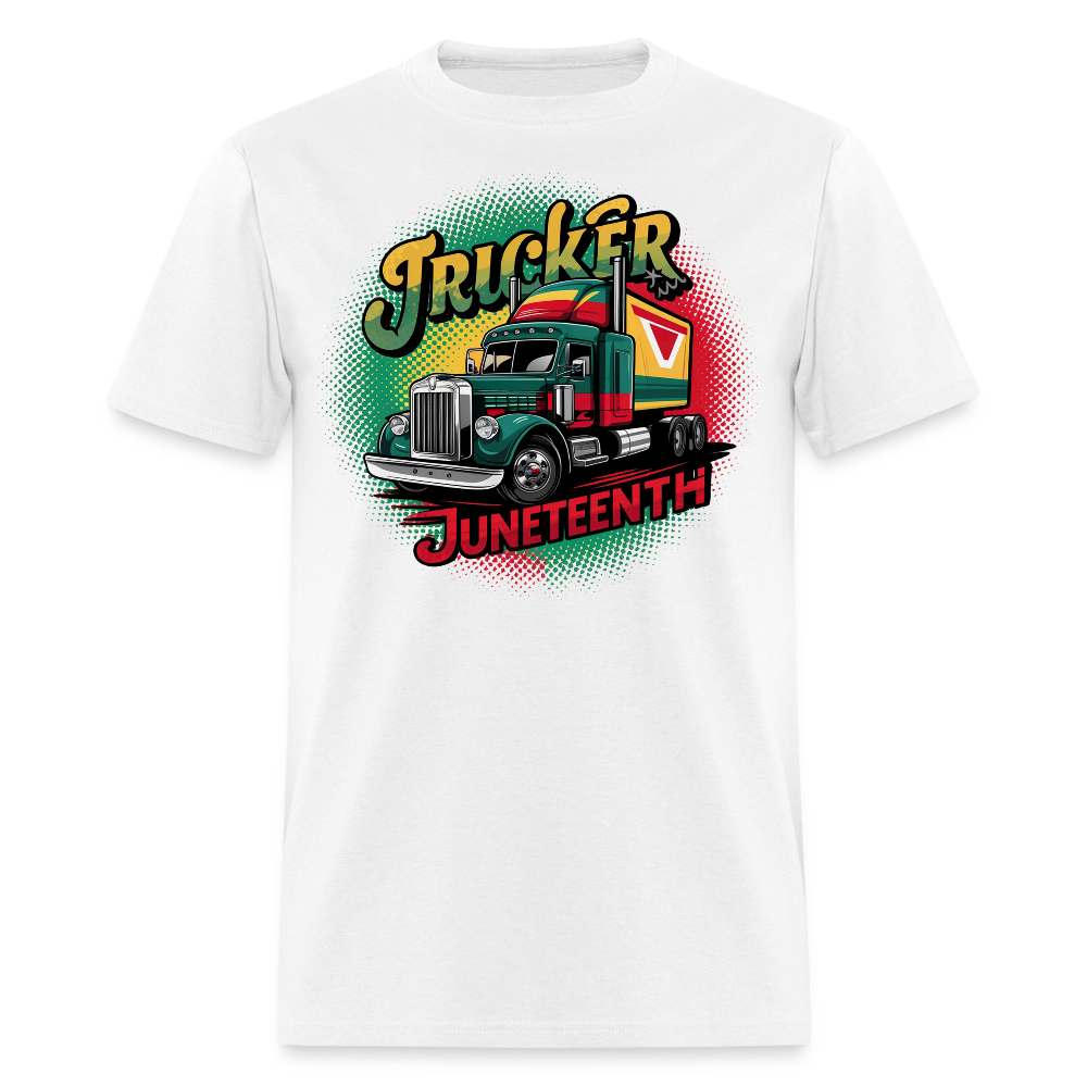 Juneteenth Trucker Tee African American Truck Driver T-shirt - white