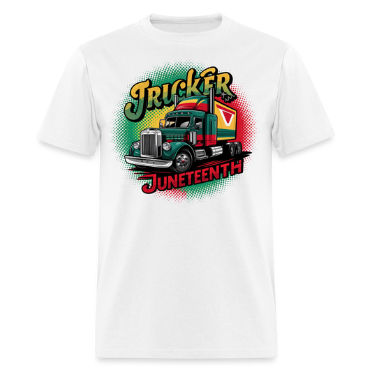 Juneteenth Trucker Tee African American Truck Driver T-shirt - white