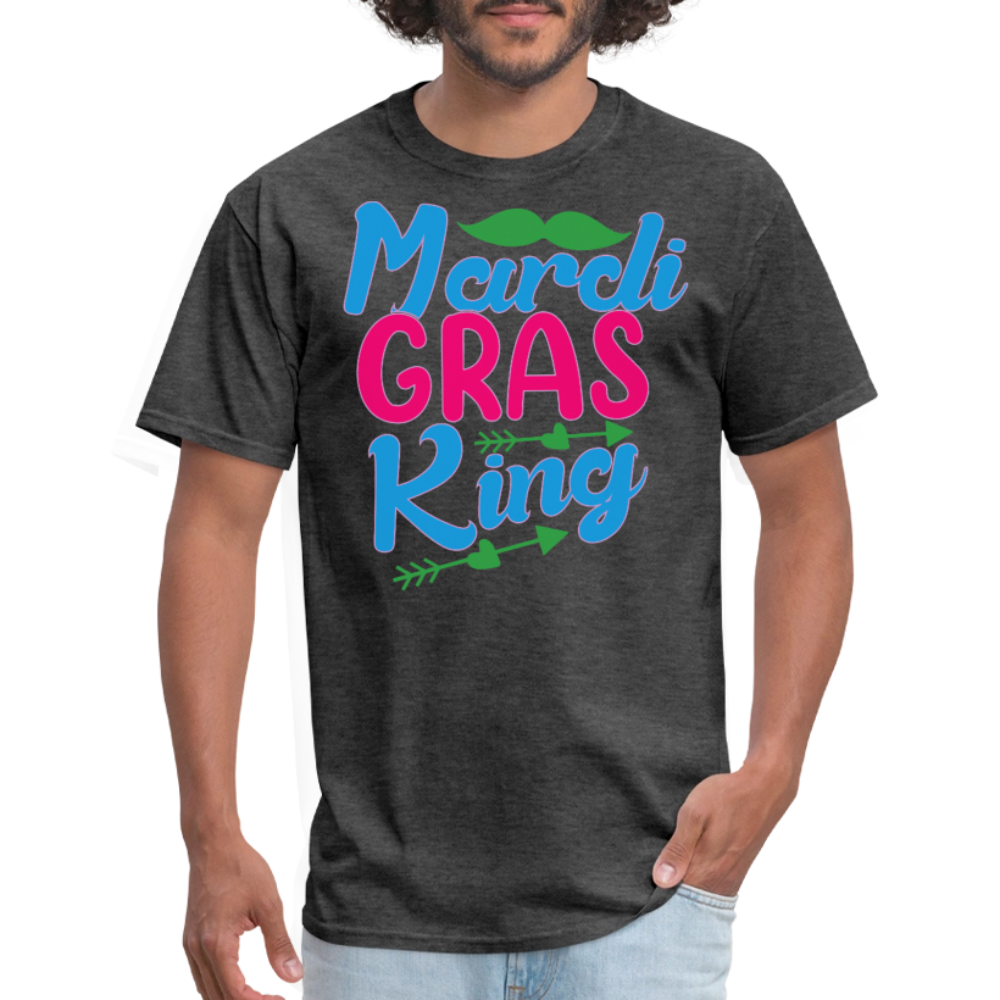 Mardi Gras King Shirt For Men Funny Mardi Gras Party T-shirt - heather black