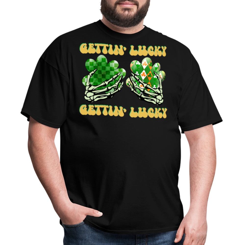 Gettin' Lucky St Patrick’s Day Skeleton T-shirt - black