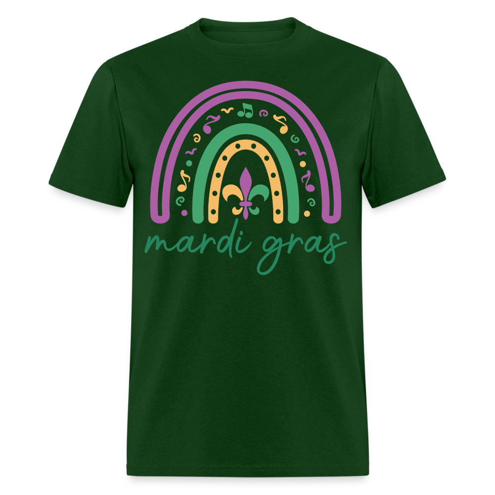 Purple Green Gold Carnival Tee Mardi Gras Rainbow Shirt For Women - forest green