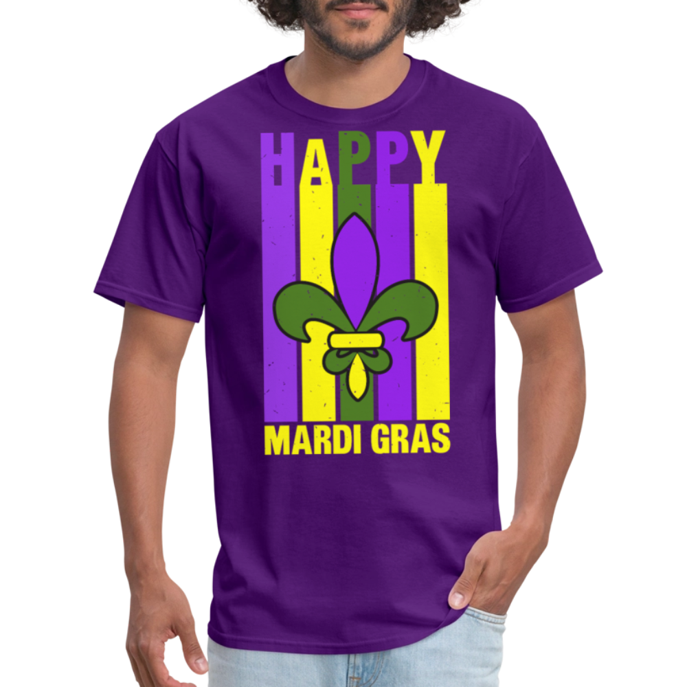 Happy Mardi Gras Graphic Tee Funny and Festive Mardi Gras T-Shirt - purple