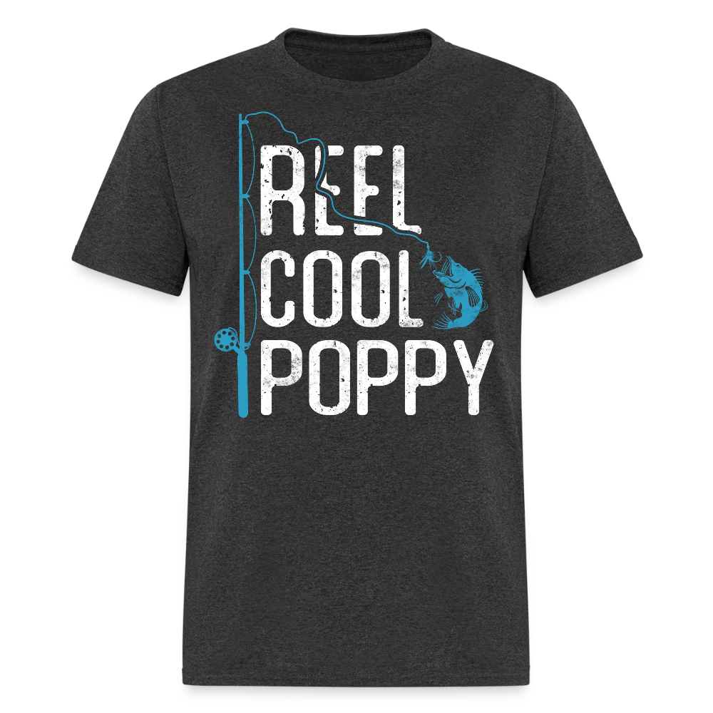 Reel Cool Poppy Fishing Father's Day T-shirt - heather black