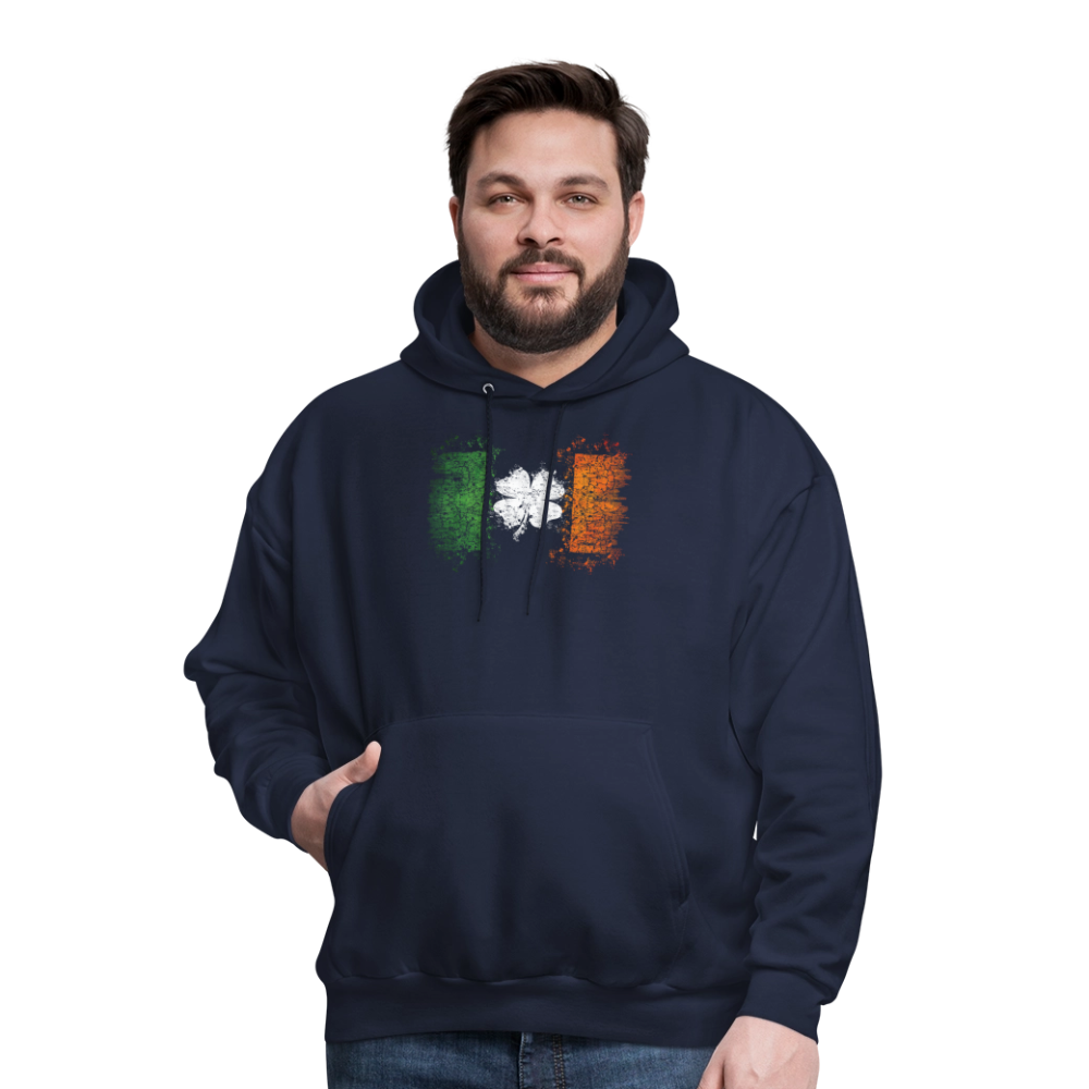 Irish Flag Distressed Shamrock Hoodie - Men's St Patrick's Day - navy