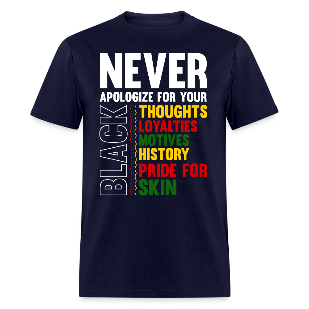 Never Apologize For Your Black Heritage Unisex T-shirt - navy