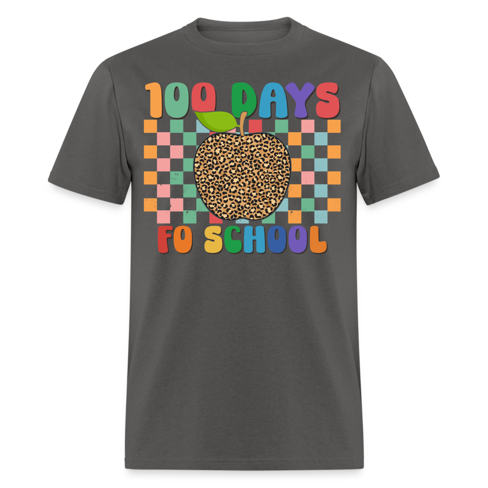 Leopard Print 100 Days of School Shirt Teacher Gifts Unisex T-shirt - charcoal