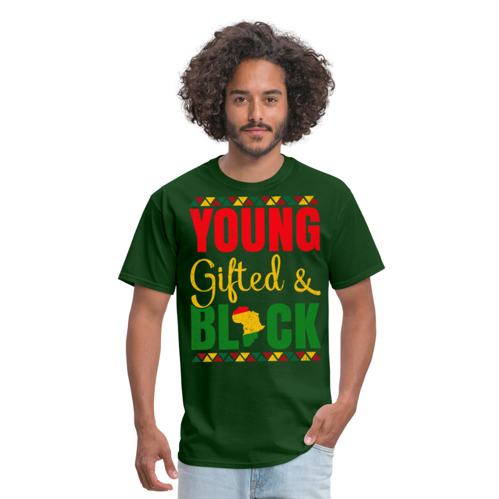 African Heritage Tee Young Gifted and Black T-Shirt - forest green