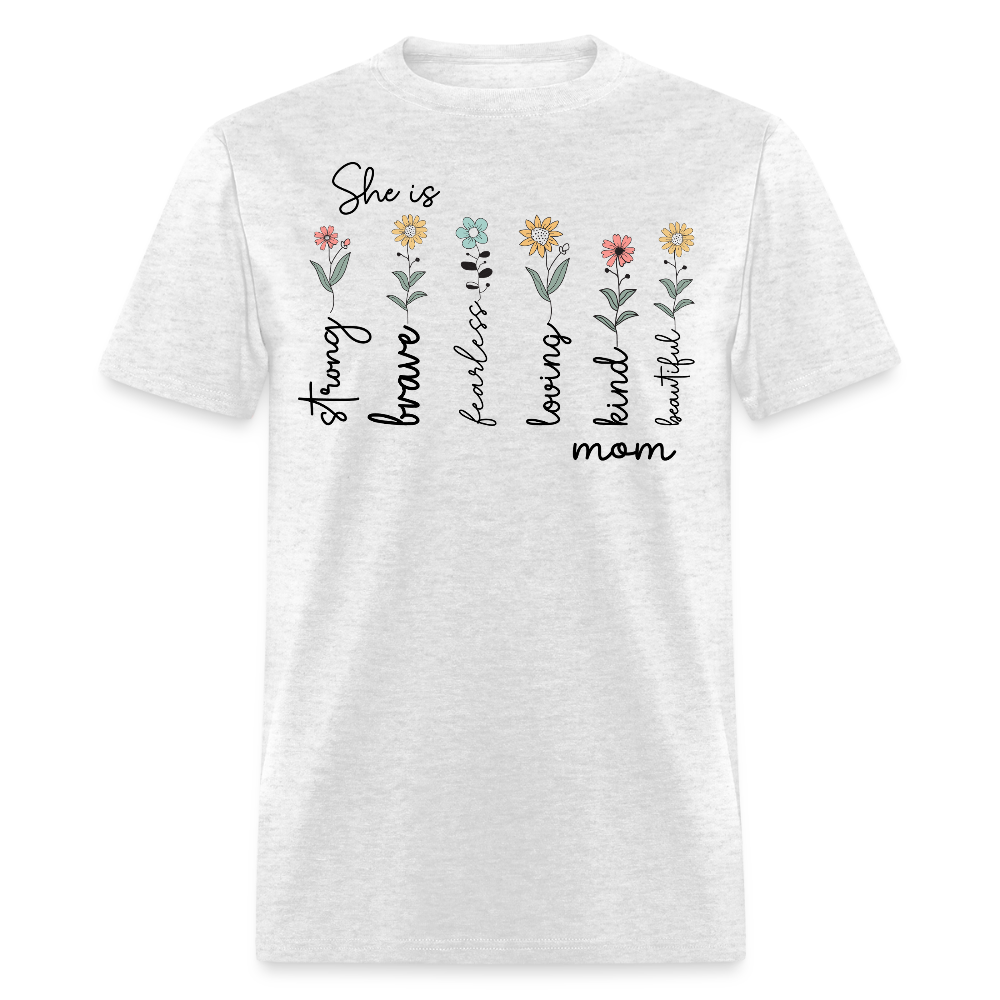 Inspirational Mom Graphic Tee Floral Mother’s Day T-shirt - light heather gray