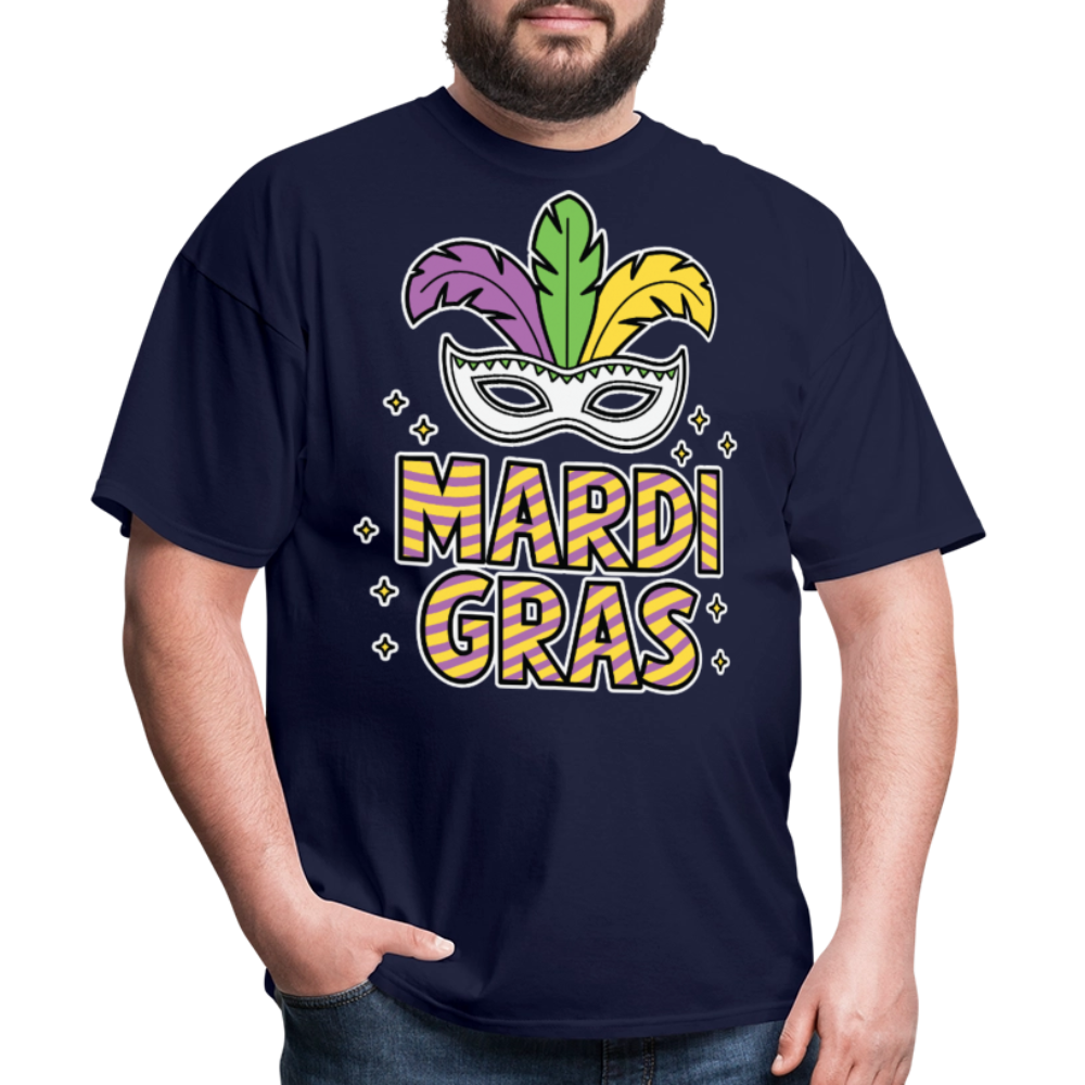 Funny And Stylish Mardi Gras Parade Tee Colorful Masquerade Mask T-shirt - navy