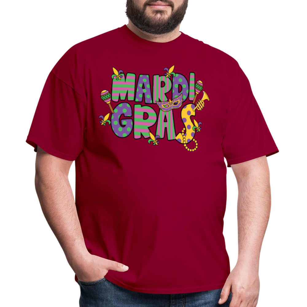 Retro-style Mardi Gras Carnival Tee New Orleans Mardi Gras Party T-shirt - dark red