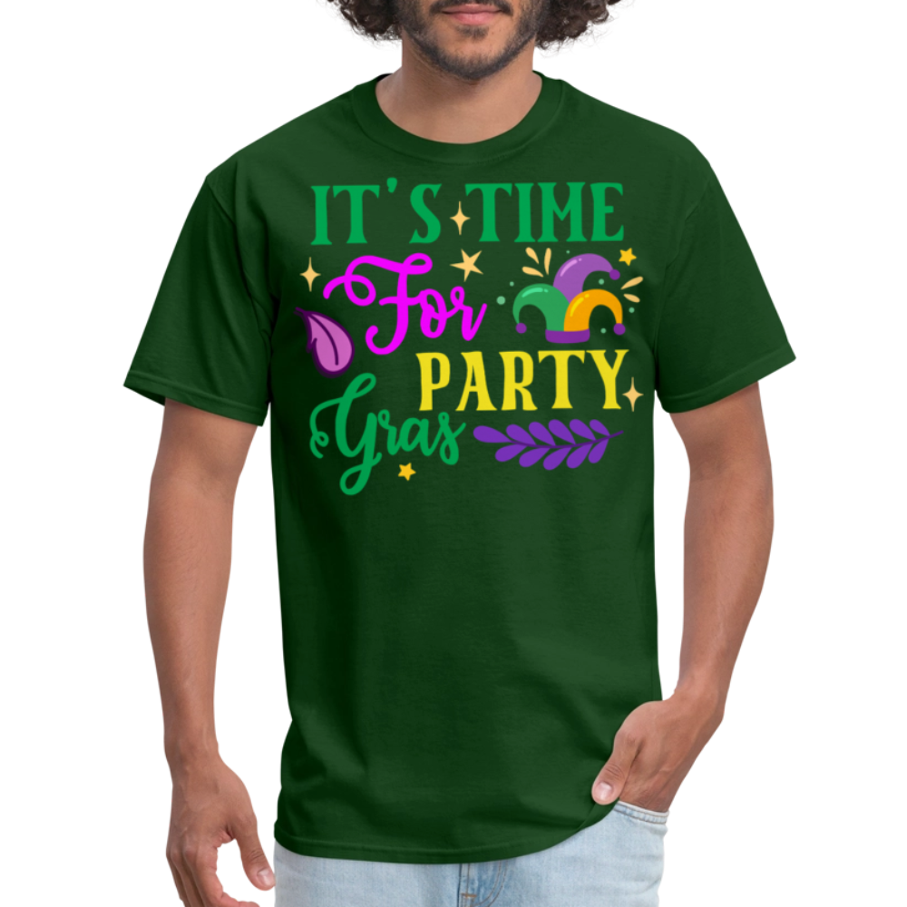 Funny Mardi Gras Festival Tee It's Time for Party Gras T-shirt - forest green