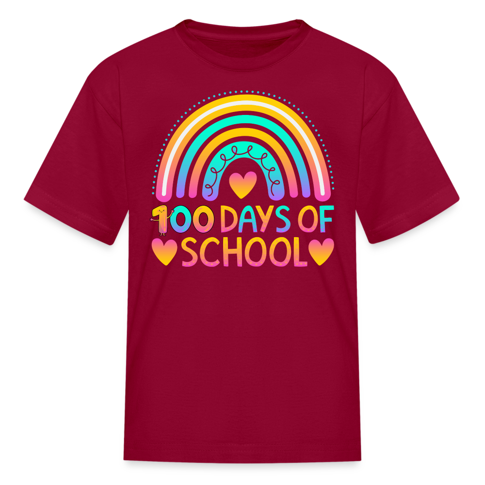 Rainbow 100 Days of School Kids' T-Shirt - dark red