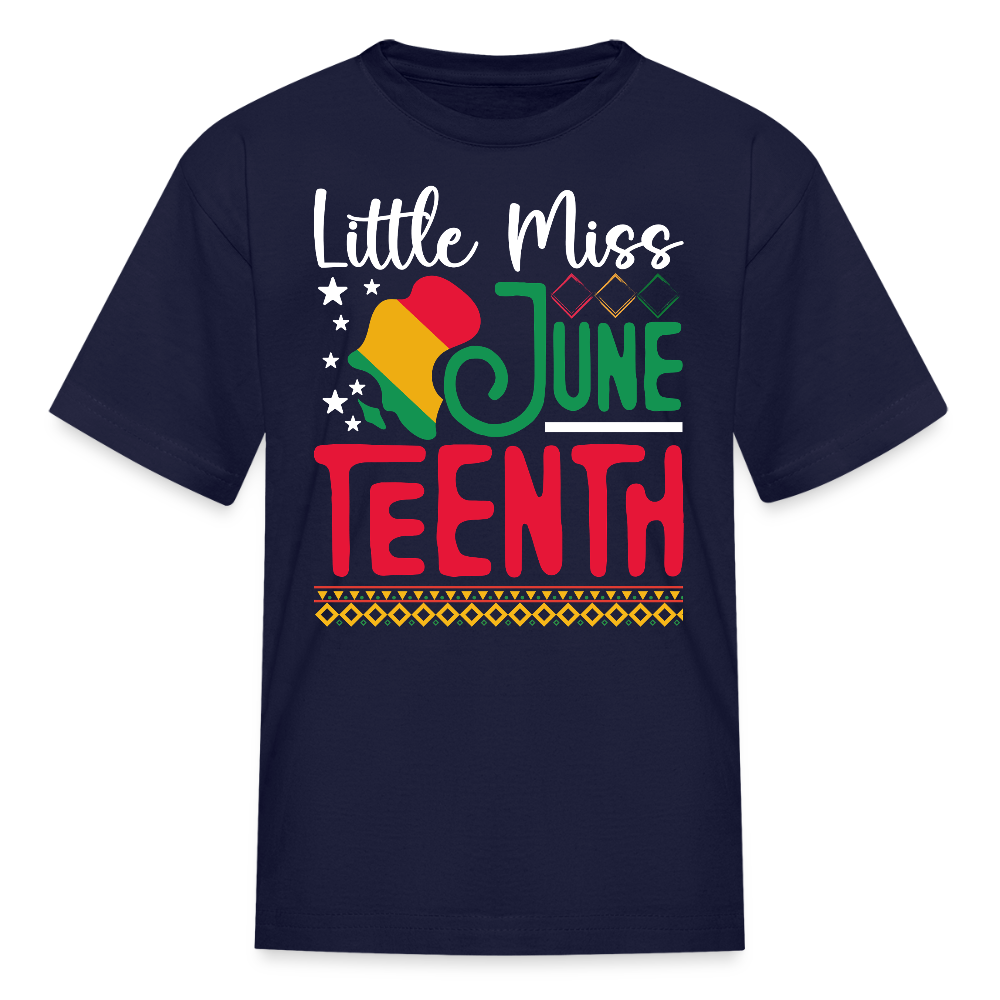 Little Miss Juneteenth African American Pride Kids T-shirt - navy