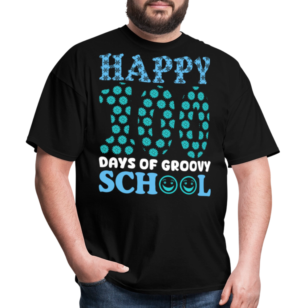 Groovy 100th-day School Celebration Tee Teacher Appreciation Gift T-shirt - black