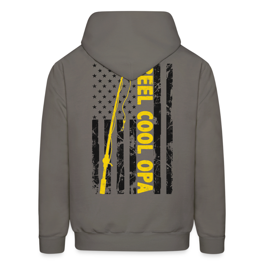 Reel Cool Opa American Flag Fishing Hoodie - asphalt gray