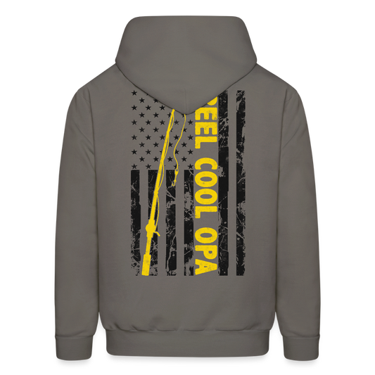 Reel Cool Opa American Flag Fishing Hoodie - asphalt gray